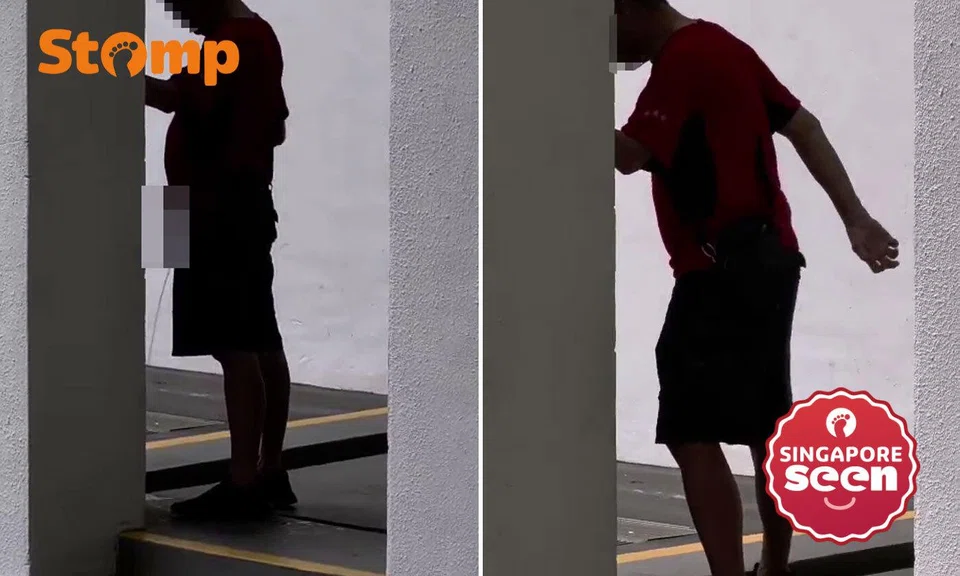 man pees at Woodlands HDB void deck