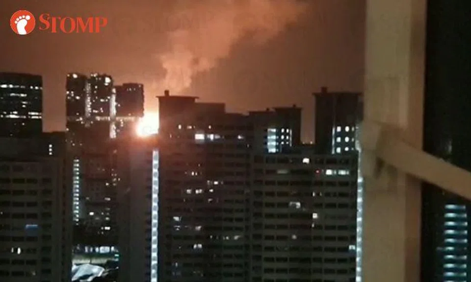 Stompers worried after seeing bright flames in night sky, turned out to be flaring at Jurong Island
