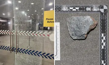 Man arrested at scene after throwing 500g rock at Police Cantonment Complex