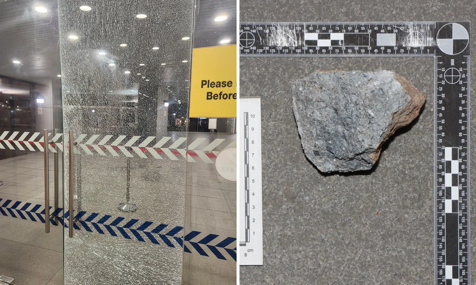 Man arrested at scene after throwing 500g rock at Police Cantonment Complex