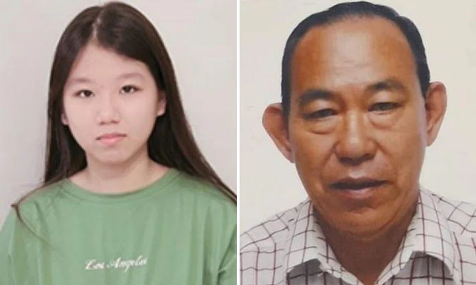 Wang Bei Ting, 15, and Mr Yuen Kam Poh, 73.