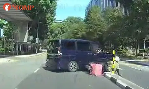 nissan knocks over delivery rider while making illegal u-turn at science park drive