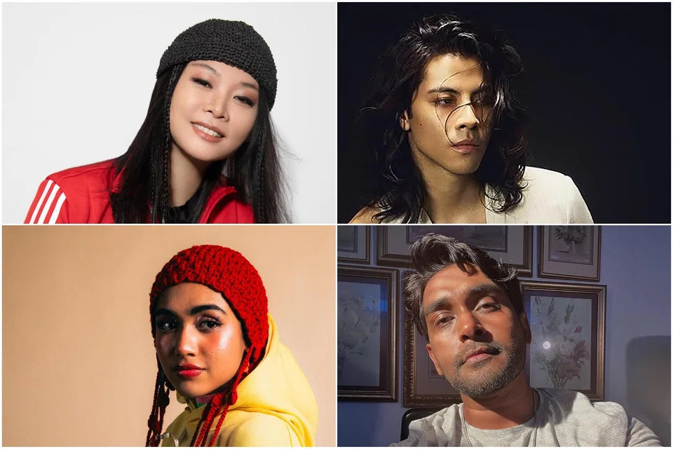 (Clockwise from top left) Mavis Hee, Benjamin Kheng, Shabir and Shazza will be performing at the two-day Sing60 Music Festival.