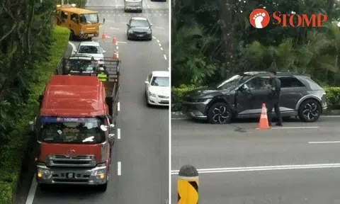 Stomper Raven shared photos and a video of the accident's aftermath, showing the two vehicles on the side of the road.