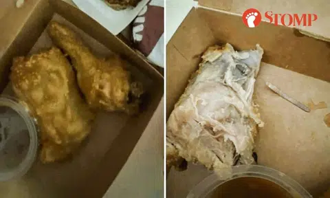 Jollibee customer allegedly bites into fried chicken and chews on sharp metal before spitting it out