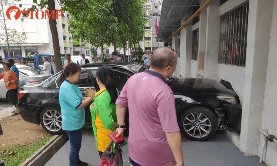 Yesterday it was a cab, today it’s BMW that crashes into HDB block -- this time at Bukit Batok