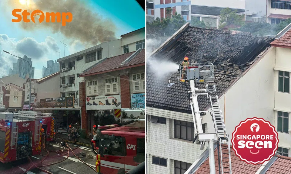 Plume of smoke seen over Serangoon Road after shophouse fire, 40 people evacuated