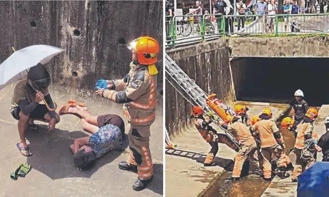 woman falls drain delivery rider