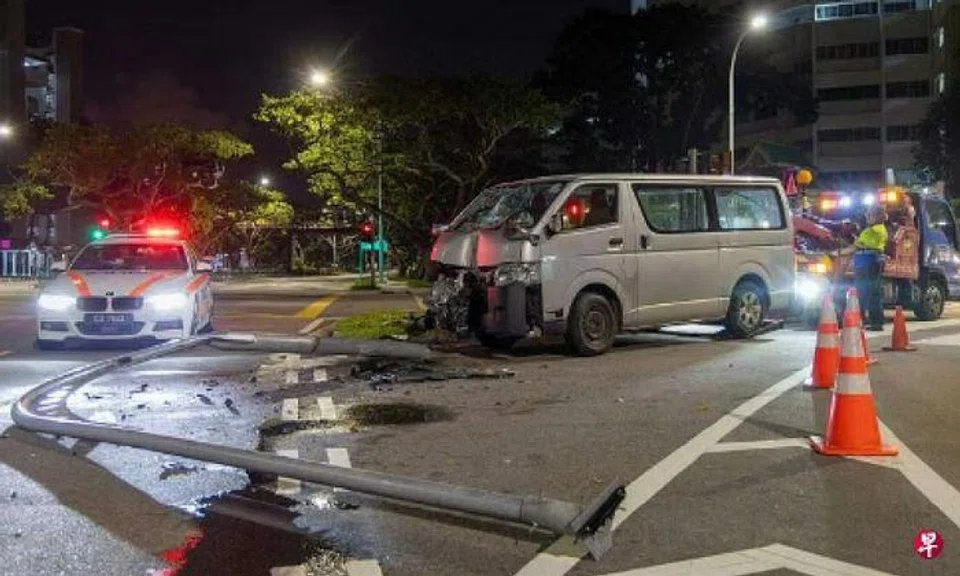 Van driver taken to hospital, assisting with investigations after Tampines accident with car