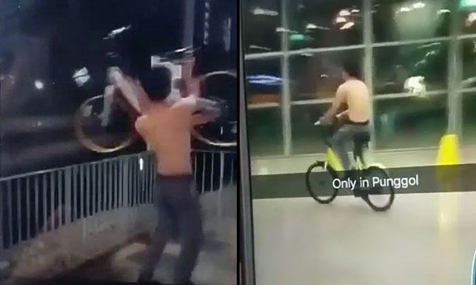 Man dumps oBike in canal after racing through Punggol MRT Station and Bus Interchange on another ofo bike