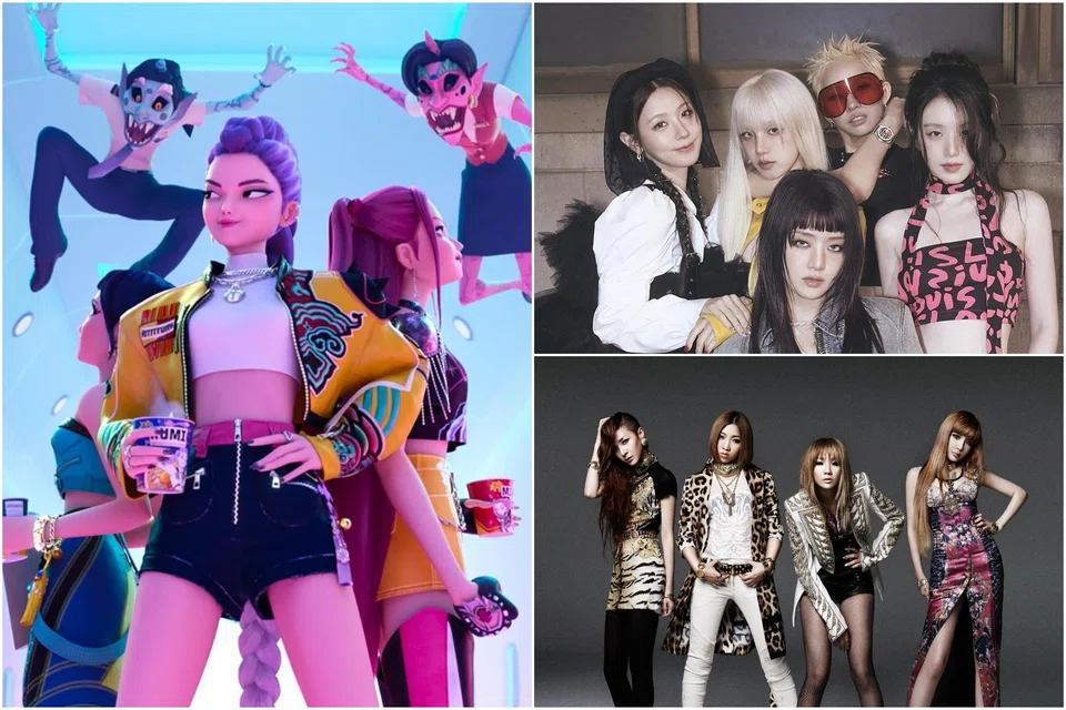 K-pop girl group I-dle (top right) will take the stage at the Bubbling & Boiling Music and Arts Festival​ Singapore on Sept 13 while 2NE1 will be performing at the 2025 edition of music festival Waterbomb Singapore on Aug 30 and 31.