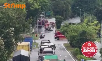 The fire involved the rear wheel of a tanker, said the Singapore Civil Defence Force.