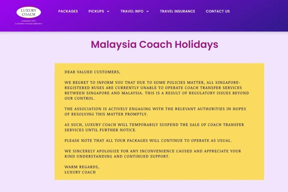Luxury Coach, one of the four bus operators hit by the suspension, said it will transfer customers over to a partner company or give them a refund.