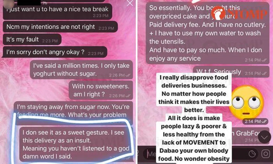 Woman tears BF apart for sending desserts, slams food delivery services and says cash gift is better
