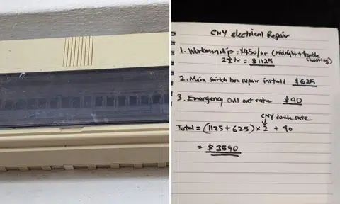 A homeowner was charged $3,590 by an electrician to fix the circuit breaker on the first day of Chinese New Year at midnight.