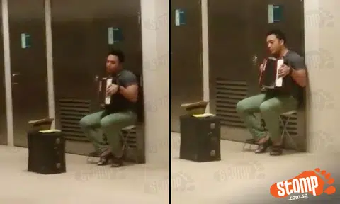 Busker rocks accordion at Bishan MRT Station platform, surprises commuters with charming melody