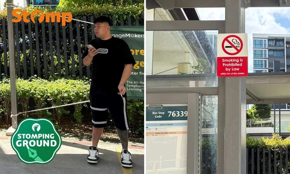 smoking at bus stop