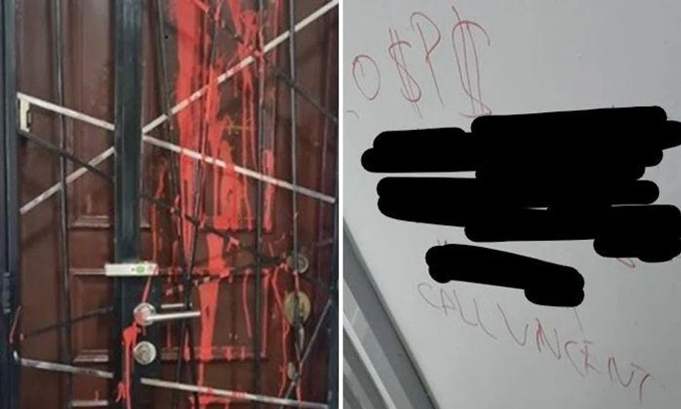 Man arrested loanshark harassment after AMK unit is found with splashed paint, debtor writings