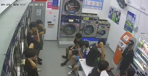 The teenagers would gather and eat in the laundromat, and leave a mess.