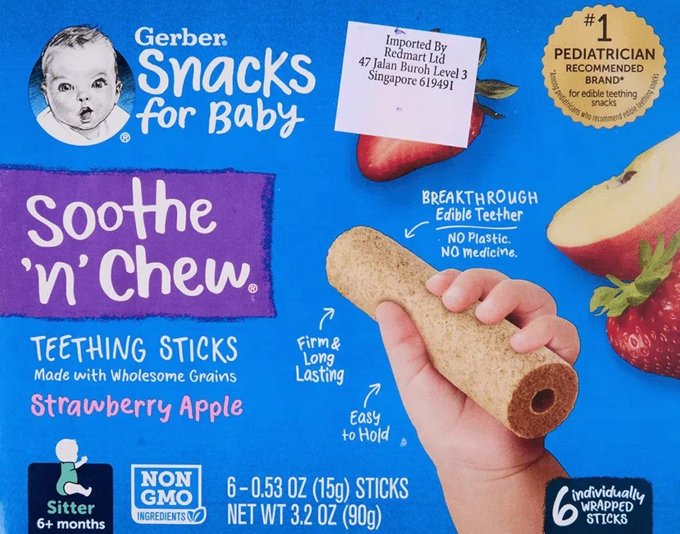 SFA recalls Gerber Soothe 'n' Chew Teething Sticks due to potential choking hazard