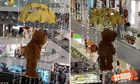 Does this poor teddy at Plaza Singapura look a little... dead to you?