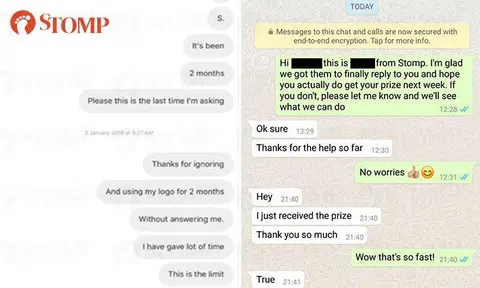 Man immediately receives contest prize owed to him for 2 months -- after telling Stomp about it