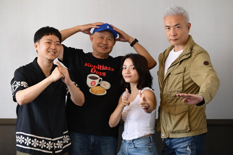 (From left) Director Yeo Siew Hua with actors Chen Tianwen, Xenia Tan and Tay Ping Hui, who are in action-comedy Dragon Gate Assembly.