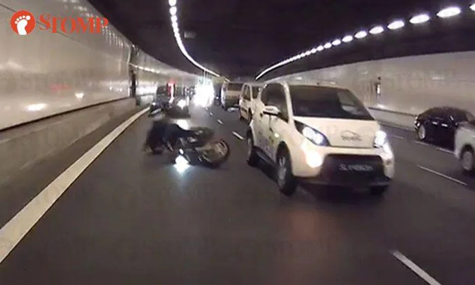 Female motorcyclist taken to hospital after collision with car in KPE tunnel