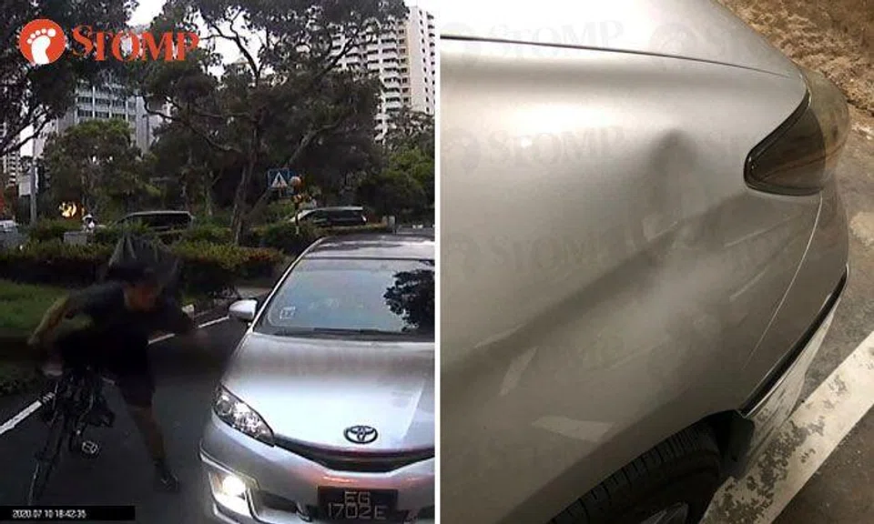 Delivery rider dents car in anger at Havelock Road and cycles off: Police investigating