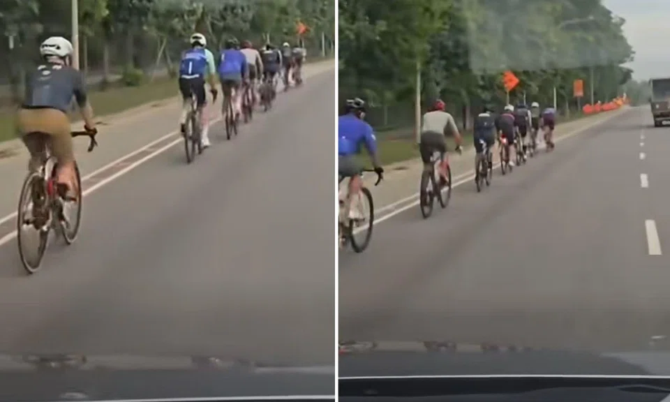 cyclists cycling lane tanah merah coast road roadway