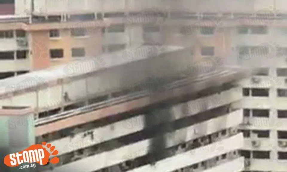 Thick black smoke seen coming from fire at Blk 29 Telok Blangah Rise