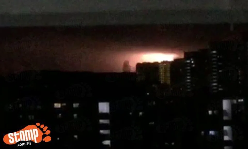 Beautiful yet terrifying: Lightning rips across night sky at Jurong East