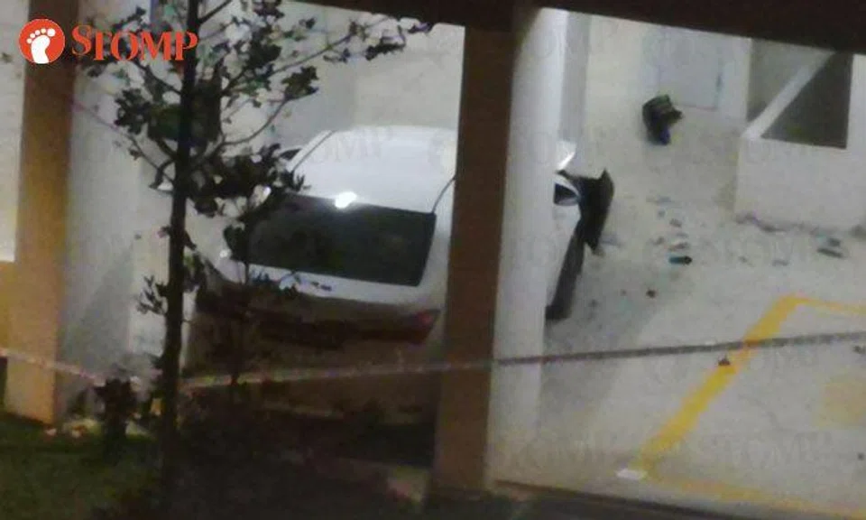 Driver taken to hospital after crashing car into void deck of Segar Road HDB block