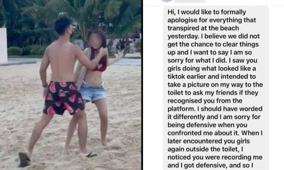 Man sneaks photos of sisters at Siloso Beach, gets caught and apologises on Instagram