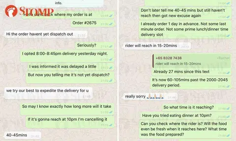Customer's sushi order for 8pm dinner arrives after 10pm, company allegedly deletes his bad review