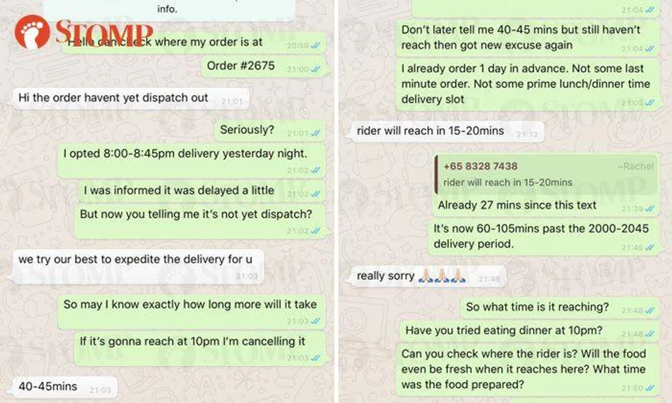 Customer's sushi order for 8pm dinner arrives after 10pm, company allegedly deletes his bad review