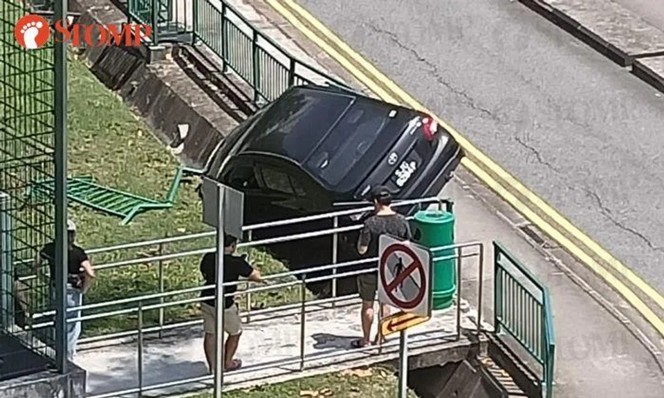 Car plunges into drain after accident at Stirling Road