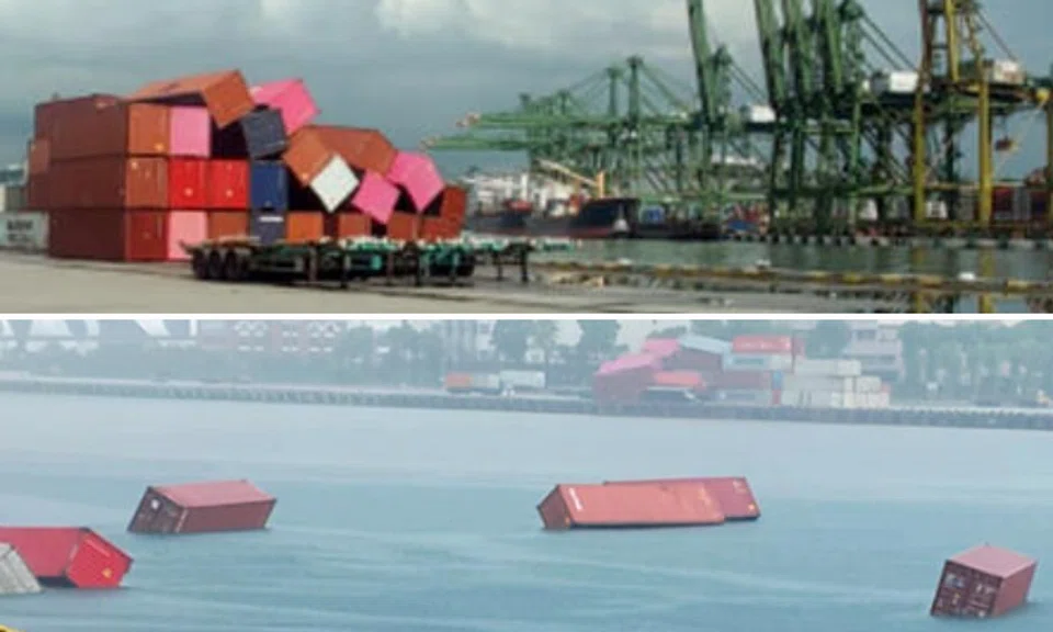 Pictures of the toppled containers, with some floating in the sea, were circulating on social media platforms on Friday morning.