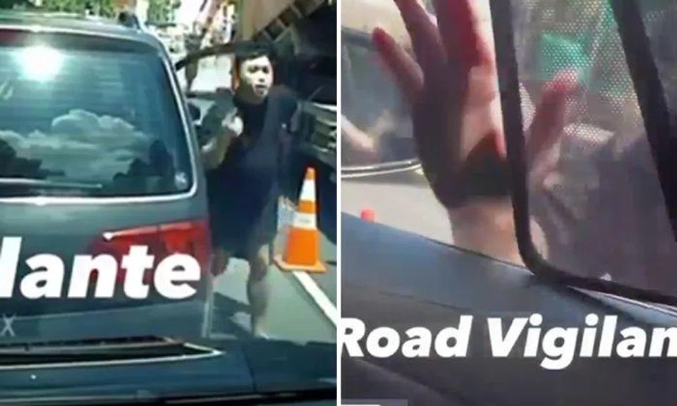 Volkswagen driver bangs on car and tries to force open door after lane dispute