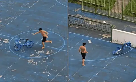 He repeated the action three times in the video.