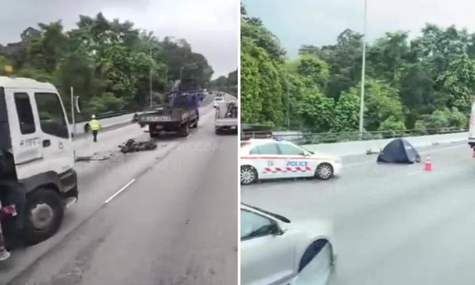 Motorcyclist killed after accident with lorry on SLE, 71-year-old driver assisting with investigations
