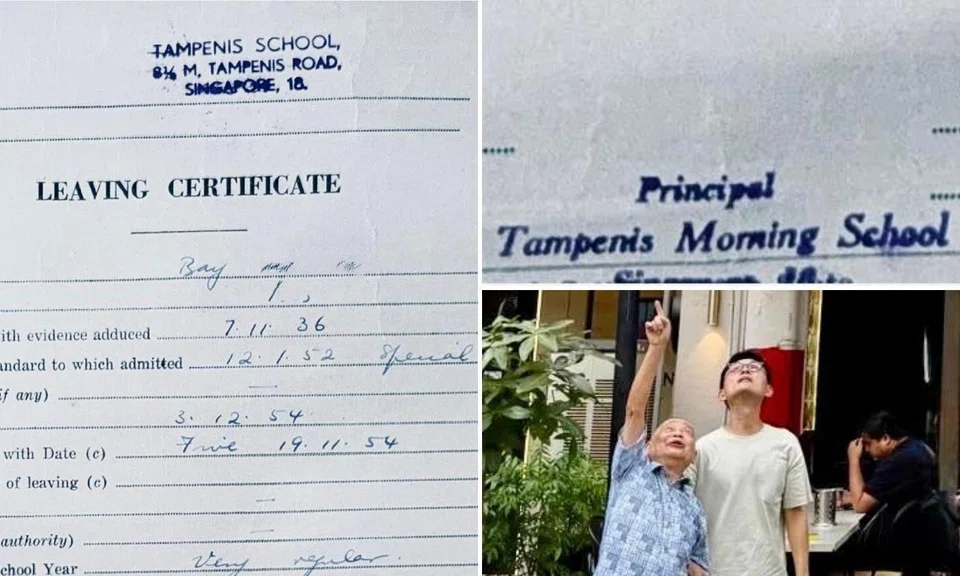 'Tampenis'? Baey Yam Keng shares father’s school-leaving cert showing old spelling of Tampines 