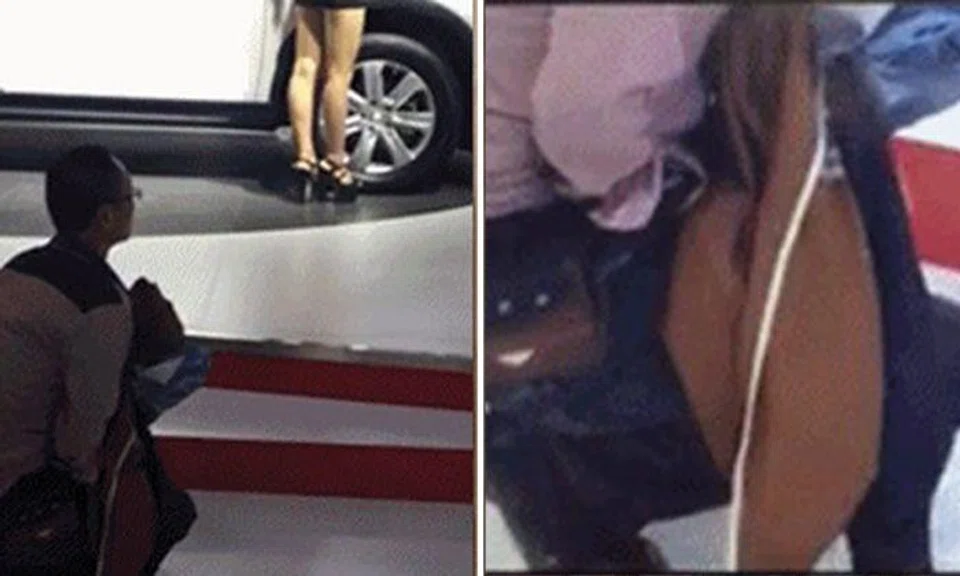 Chinese man gets caught openly touching himself to scantily dressed girls at car show