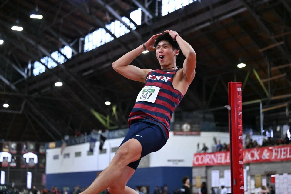 Kampton Kam (above) rewrote Wong Yew Tong's 30-year-old national record with a 2.25m effort on April 11.