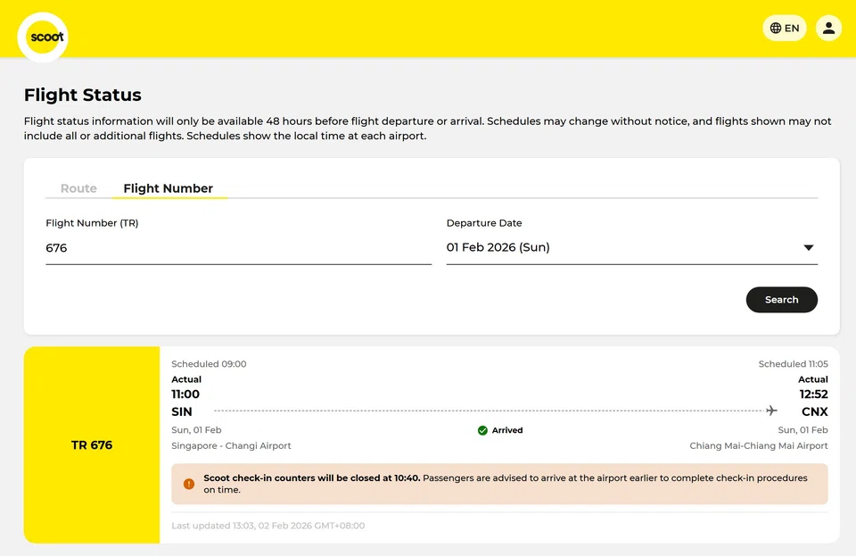 Flight TR676 on Feb 1