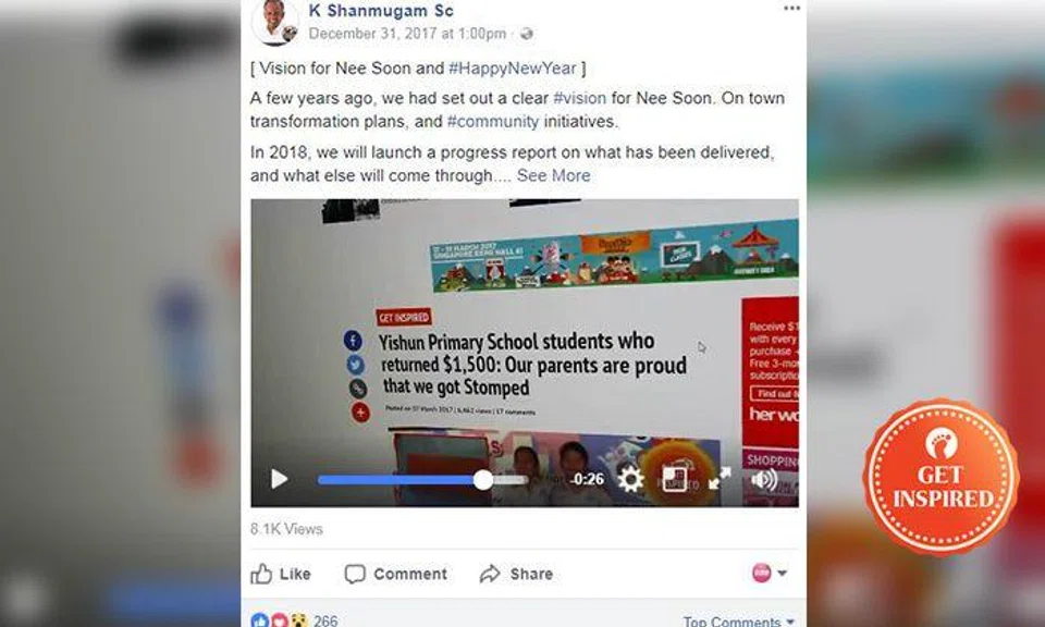 Girls from Stomp's Get Inspired section featured in Shanmugam's new year video