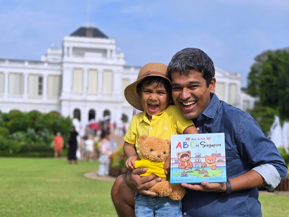 Dushyant Pawaskar, author of Max & Pax: ABC Of Singapore, and his son Advay Pawaskar Ghosh love visiting local landmarks such as the Istana.