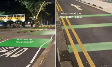 green road strips