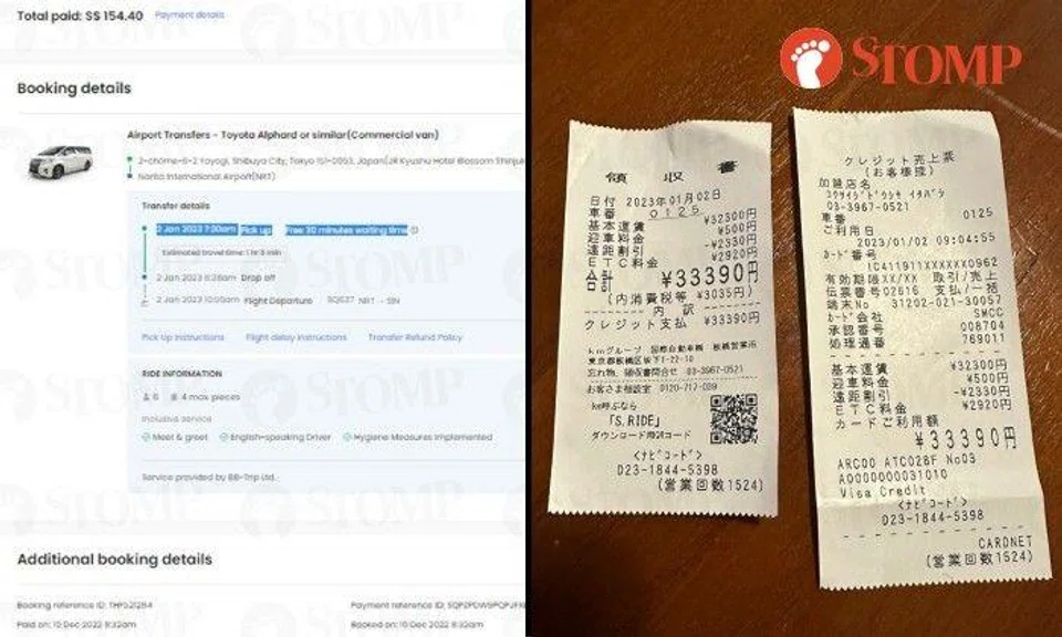 "The airport transfer that I had booked with Klook cost only S$154.40 and we had to pay S$740 for the taxis!