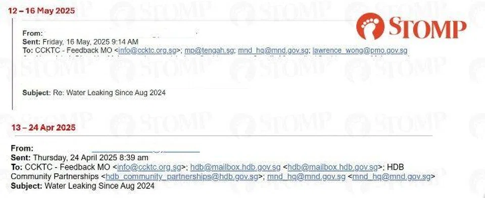 Water leakage at Tengah block